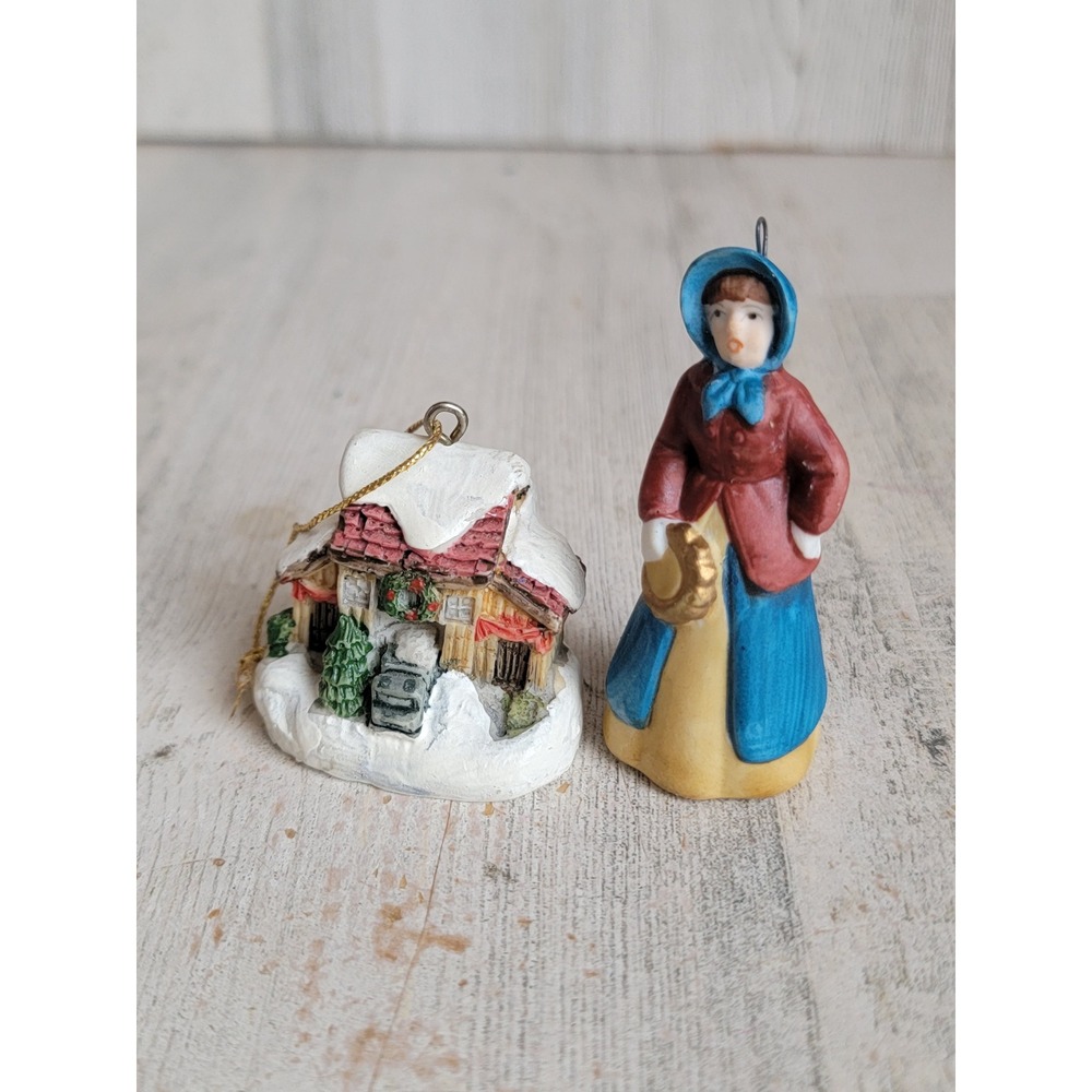 Victorian caroler house ornament Xmas set woman unique mill